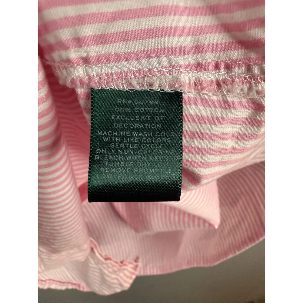 Lauren Ralph Lauren Sleep Shirt Womens L Pink Striped Cotton Poplin Nightshirt